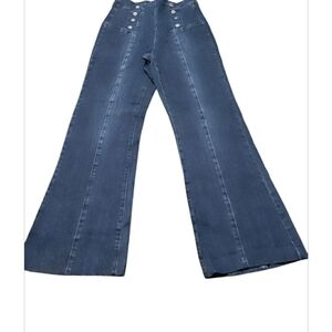 Bebe Blue Flare Wide-Leg Denim